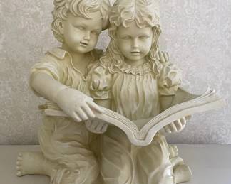 Boy Girl w Sheet Music Statue