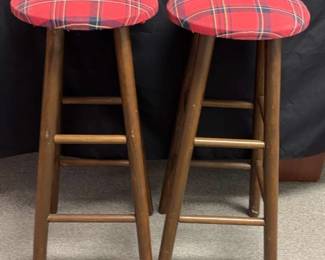 Bar Stools Worh Plaid Fabric Cusion Seat