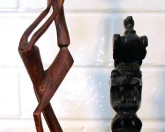 98 - 2 Carved Wood Statues
