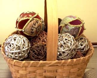 478 - Basket w/ decorative balls - 14 x 12 x 12
