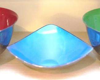 39 - 3 Reed & Barton Enamel / Silver Plate Bowls
