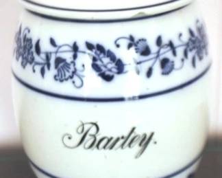 428 - Blue & White Jar w/ lid - 9" tall

