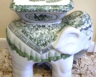 391 - Ceramic Elephant Foot Stool - 16 x 17 x 8
