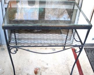 308 - Outdoor Glass Top Side Table 25 x 17 x 24
