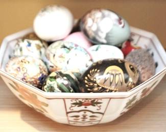 41 - Oriental Bowl of Decorative Eggs - 9" x 9"
