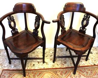 383 - Pair of Chinese Corner Chairs 23 x 21 x 34
