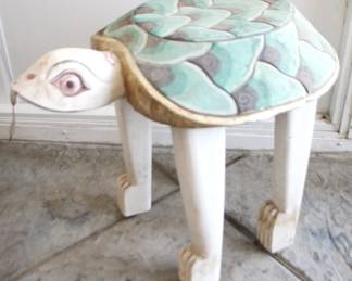 376 - Wood Turtle Footstool - 16 x 15 x 12
