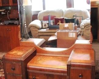 455 - Antique Waterfall Vanity w/ mirror 45 x 18 x 17
