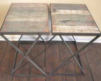 259 - 2 Metal Wood Top Tables - 22" x 21" x 15"
