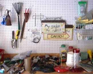 363 - Assorted Items on Peg board and Top of Workbench
