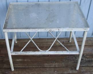 247 - Glass Top Metal Table - 18" x 24" x 16"
