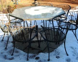 336 - Outdoor Metal Table w/ 6 chairs Chairs - 24 x 24 x 30 Table - 30 x 50

