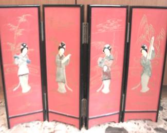 91 - 2 Sided Oriental Folding Screen - 14" x 4.5" x 4"
