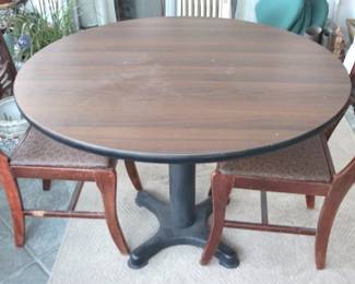 142 - Wood Table w / 2 Chairs Table - 30" x 40" Chairs - 32" x 20" x 16"
