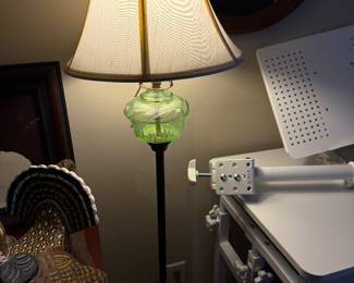 Rare Vaseline glass floor lamp