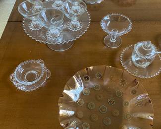 Vintage Candlewick Glassware, Mid Century Bent Serve Ware
