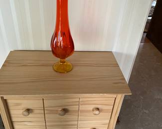 Cute Entry Way Chest of Drawers! Mid Century Viking Glass Swung Stretch Vase 15"!