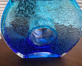 Mid Century Crackle Art Glass