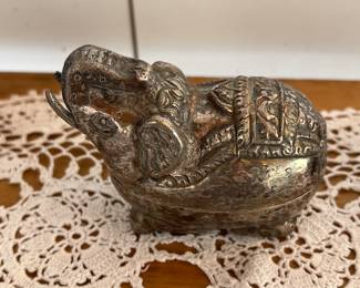 Cambodian Silver Betel Box- Elephant 