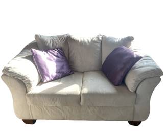 Ivory Microfiber Love Seat 2 Cushion
