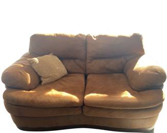 Brown Microfiber Wood Trim 2 Cushion Love Seat