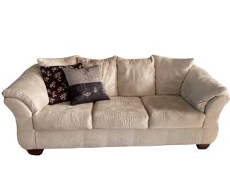 Ivory Microfiber Sofa 3 Cushion