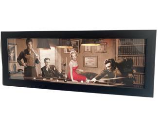 Framed Print Legal Action Billiard Table Marilyn Monroe J Dean Elvis Bogart