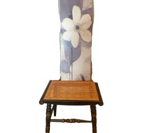 Cane Woven Top End Side Table Black French Provincial + Wall Print
