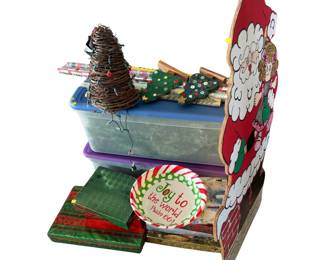 4 Foot Tall Santa Cut Out hand Painted Christmas Wrapping Totes Tree