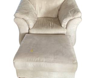 Ivory Microfiber Easy Chair & Ottoman