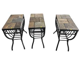 3 Matching Metal Tube Black Mosaic Ceramic Tile Tops