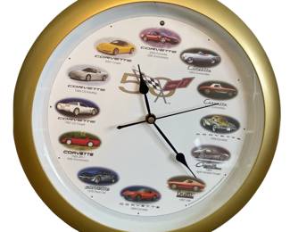 Corvette Wall Clock Keeps Times-Engine Sounds Untested
