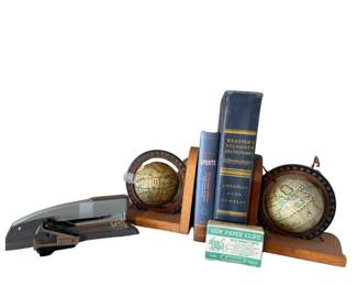 Vintage Decor Globe Bookends Dictionary Swingline Stapler