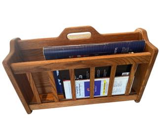Wooden Magazine Rack with Books
