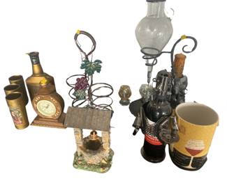 Vintage Bar Lot Jim Beam Decanter Wine Aerator Bottle Holder Clock