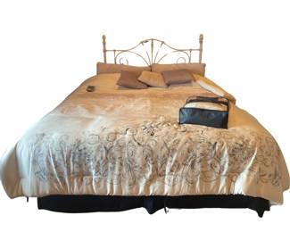 King Size Mattress Set Bed + Bedding & Full Size Head Board