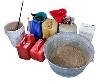Fuel Tank & Propane all have contents + Galvanized Tub