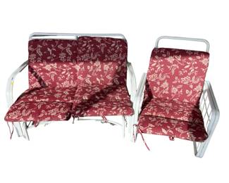 Metal Tubing Loveseat Glider Easy Chair Table Patio Furniture with Cushions