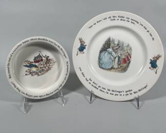 Beatrix Potter Designs Peter Rabbit By Wedgewood Plate And Bowl
