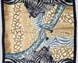 Salvatore Ferragamo Silk Scarf In Safari Print
Lot #: 130