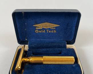 Vintage Gillette Gold Tech Razor In Original Case
