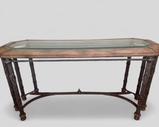 NeoClassical Style Glass Top Console Table