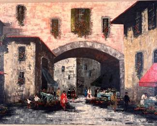 Garcia, European Street Scene, Oil On Canvas
