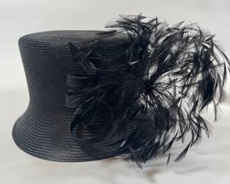 Whiteley Hat Company Straw Hat In Black With Feather Detail, Made In England
Lot #: 174