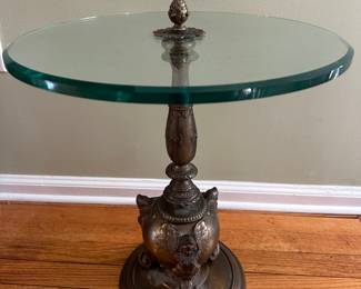 Cast Bronze Lamp Base Now As Glass Top Side Table