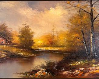 G. Whitman, Autumn River Landscape, Oil On Canvas
