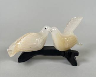 Hand Carved White Onyx Lovebids