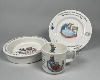 Three Piece Peter Rabbit Nursery Set By Wedgwood, Beatrice Potter Designs
