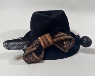 Tarnish New With Tags, One Size 100% Real Fur Felt Rabbit Hair Hat Exclusive Of Trim, Made In Italy
Lot #: 167