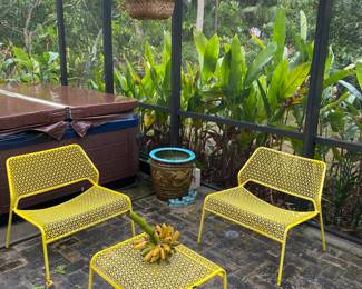 Hot Mesh Chairs and Table